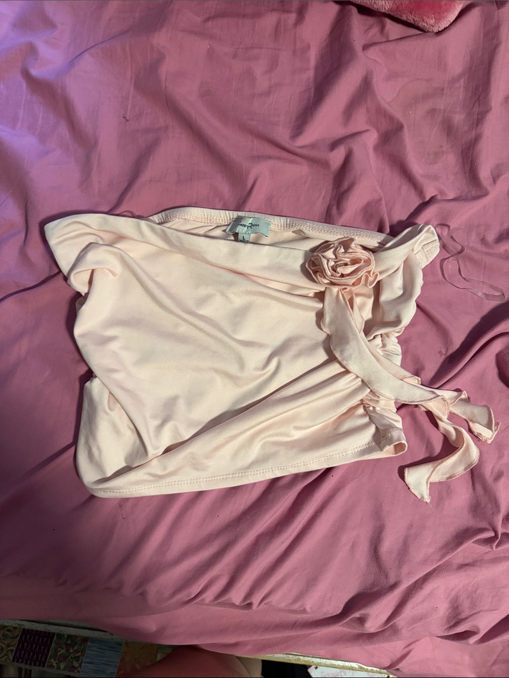Women’s Pink Tube Crop Top with Floral Detail